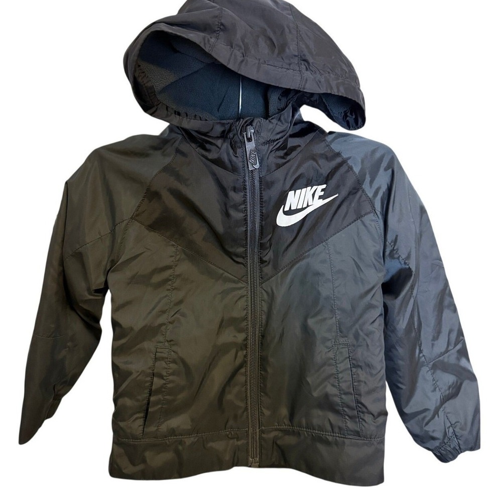 Nike Boys Kids 3T Black Windrunner Rain Jacket Fleece Windbreaker Waterproof
